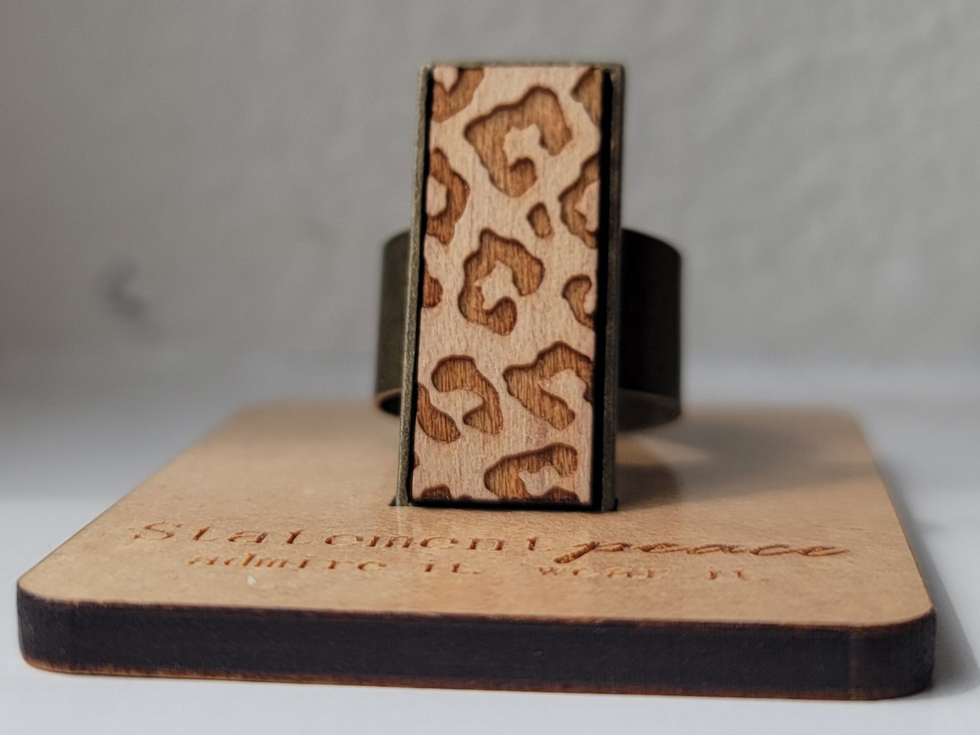 Wooden Cheetah Print Ring