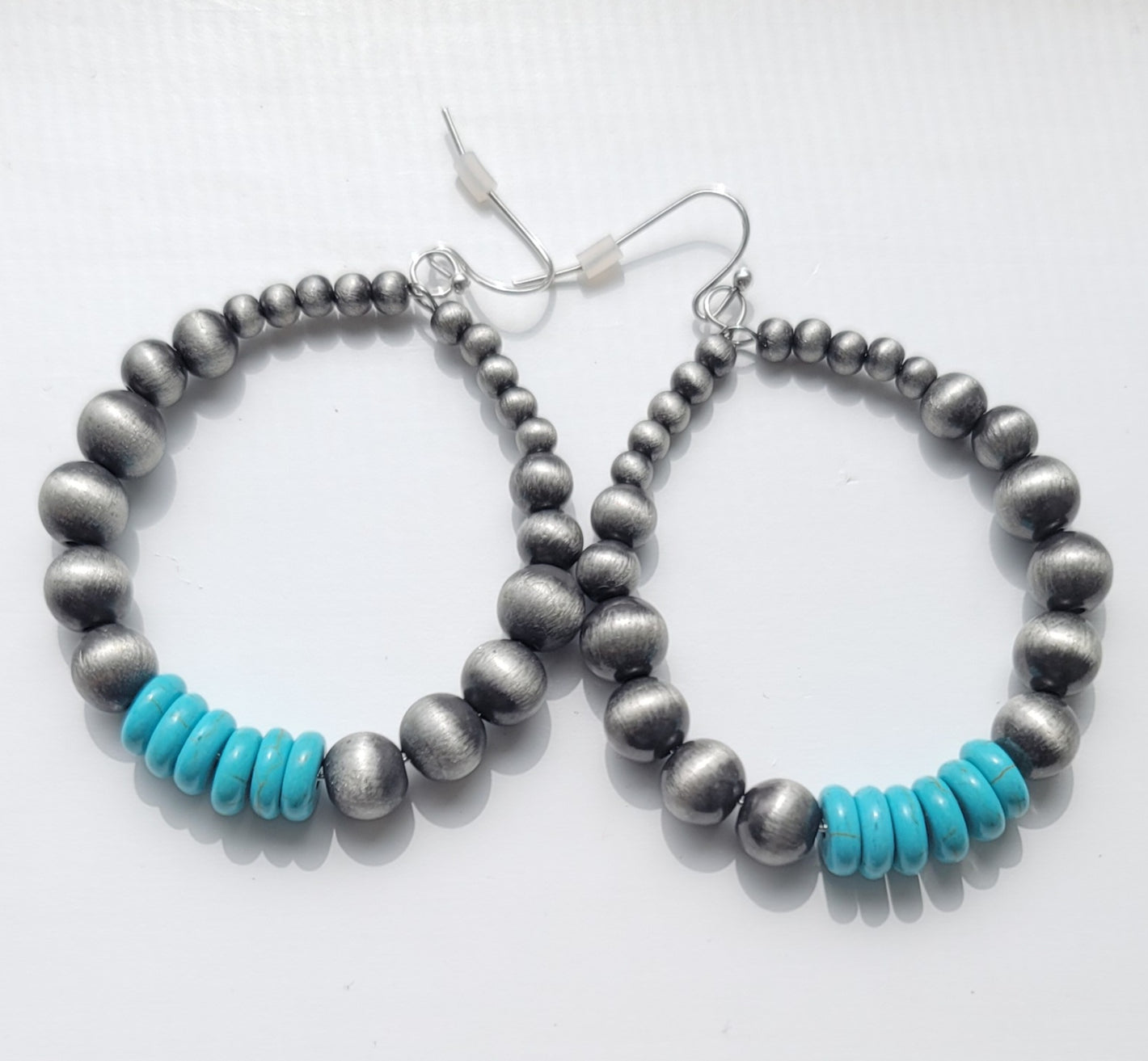 Silver & Turquoise Hoops