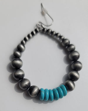 Silver & Turquoise Hoops