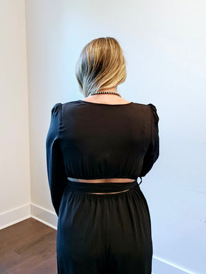 Black Cutout Back Jumpsuit