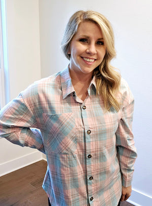 Pink & Blue Plaid Top