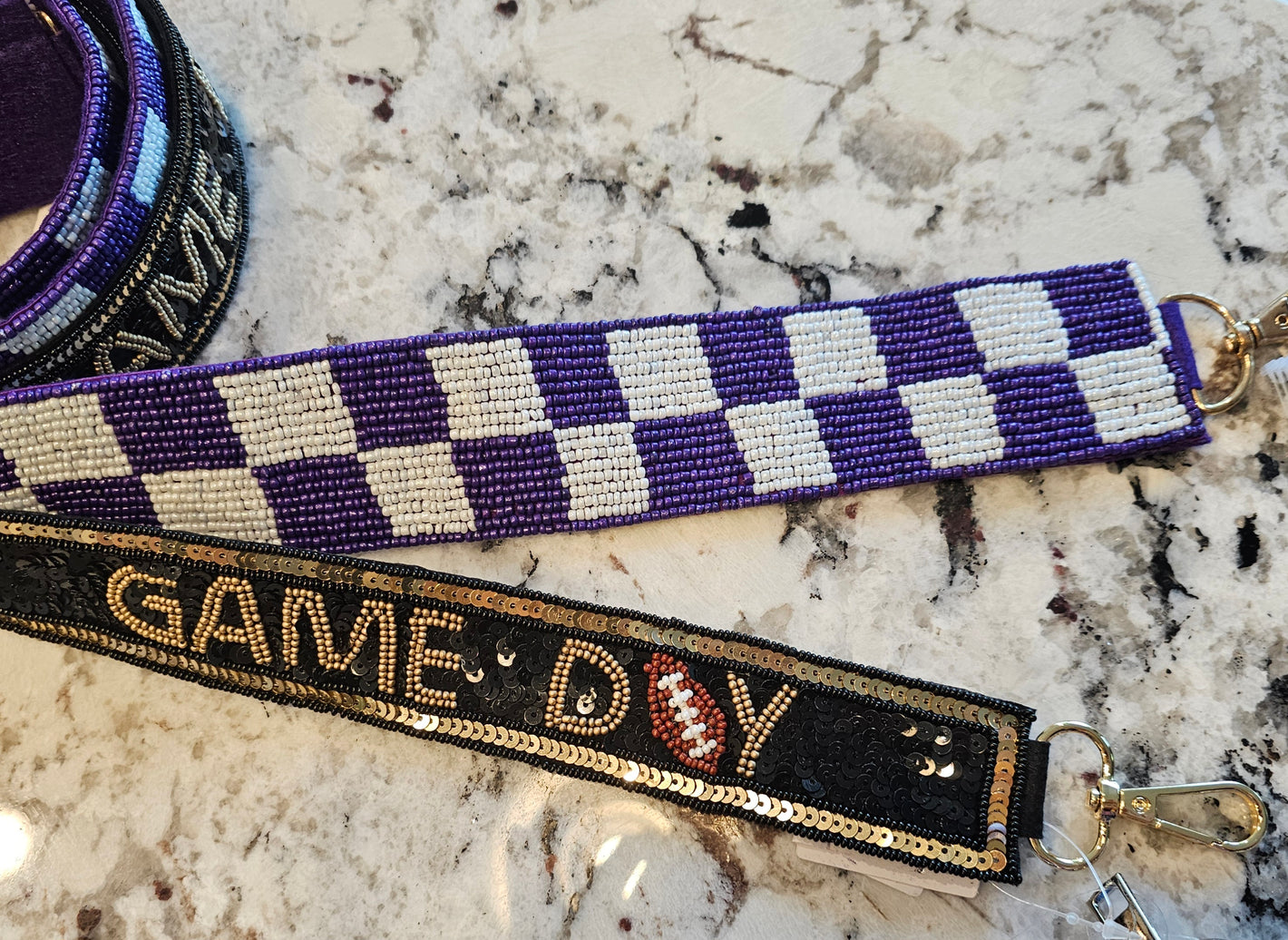 Purple Checkered Purse Straps