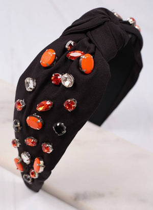 Black and Orange Jewel Headband