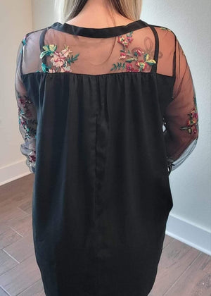 Black chiffon Floral Top